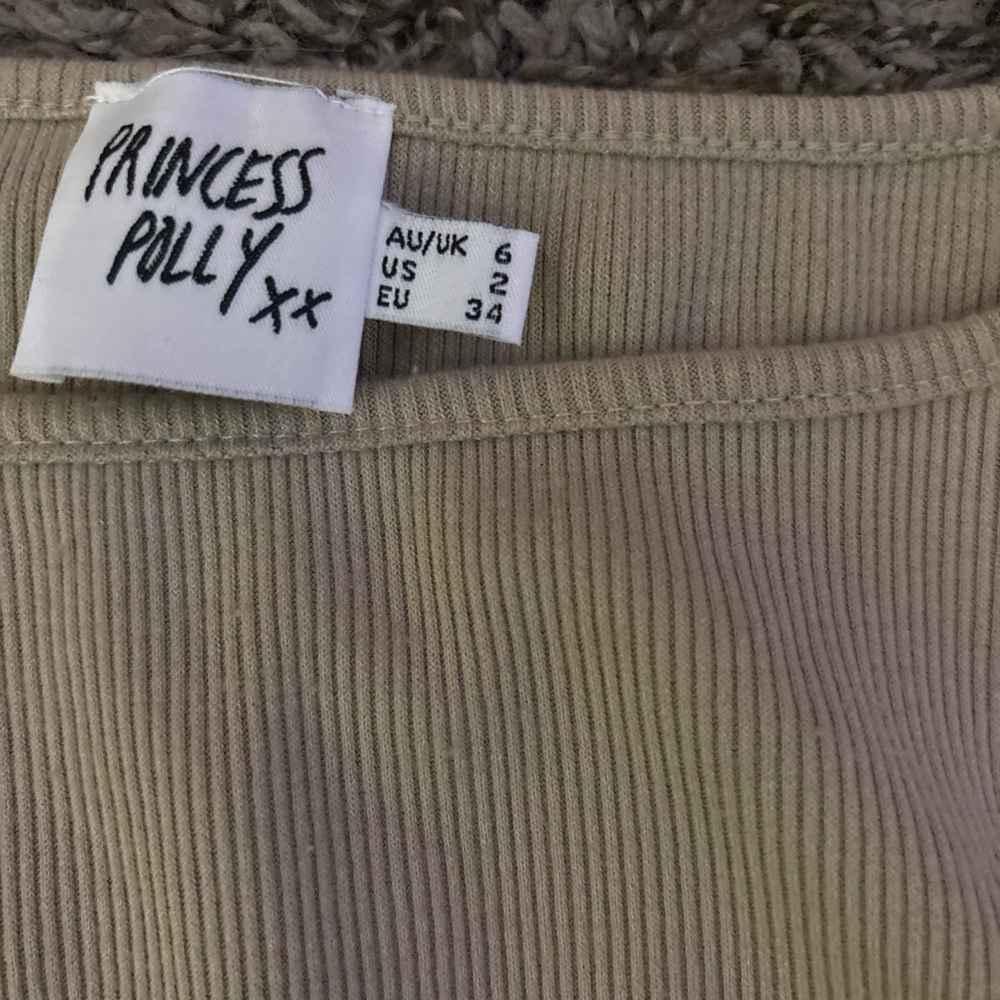 Princess Polly Beige Ribbed Tank Top - Picture 2 of 2